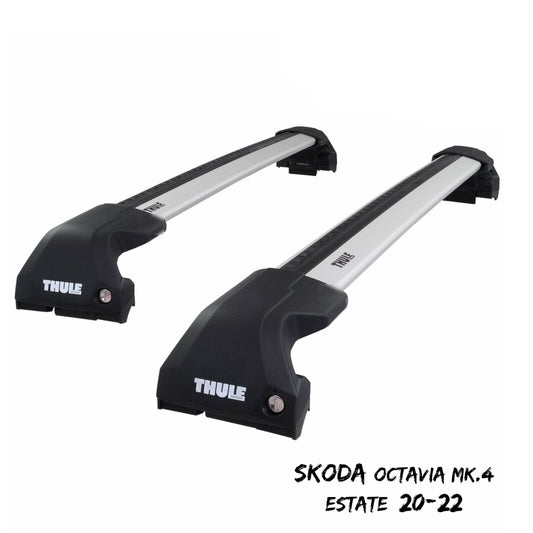 Thule WingBar Edge Silver Roof Bar Set for Skoda Octavia Estate Mk.4 20-22 Rails