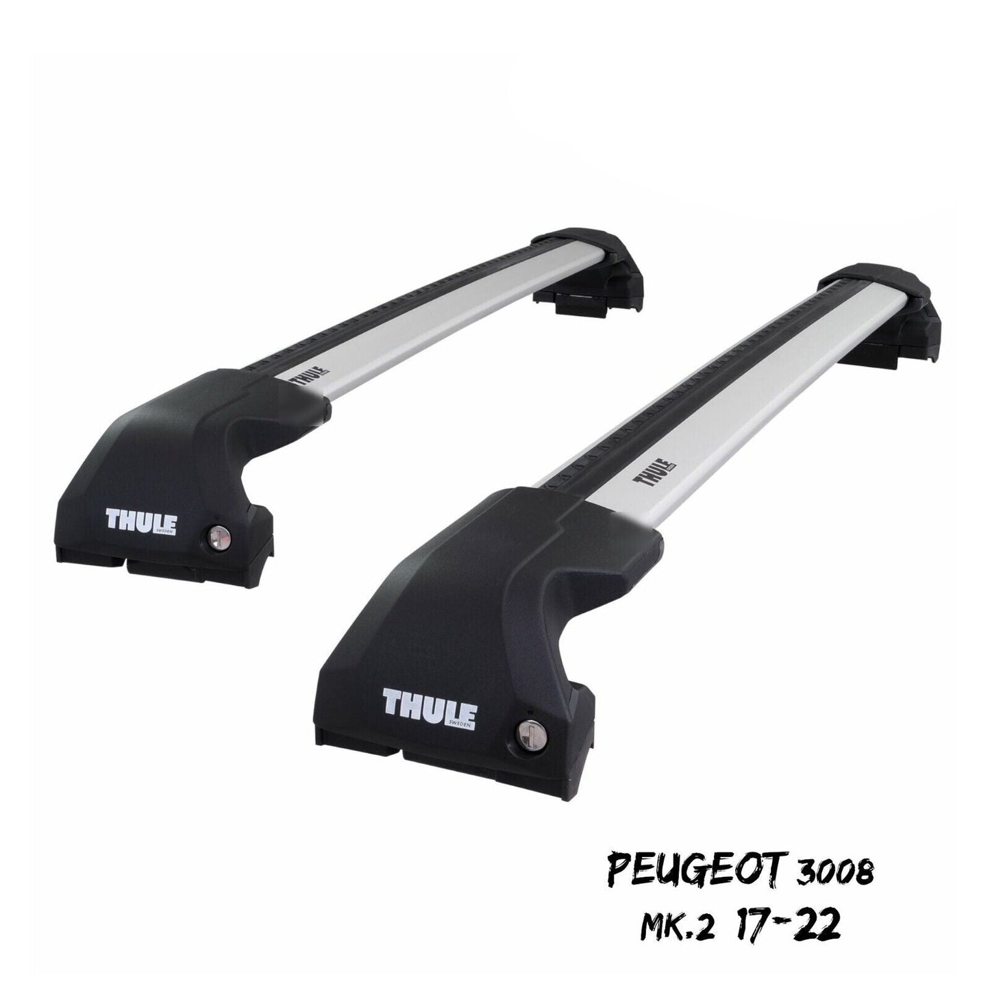 Thule WingBar Edge Silver Aluminium Roof Bars for Peugeot 3008 Mk.2 17-22 Rails