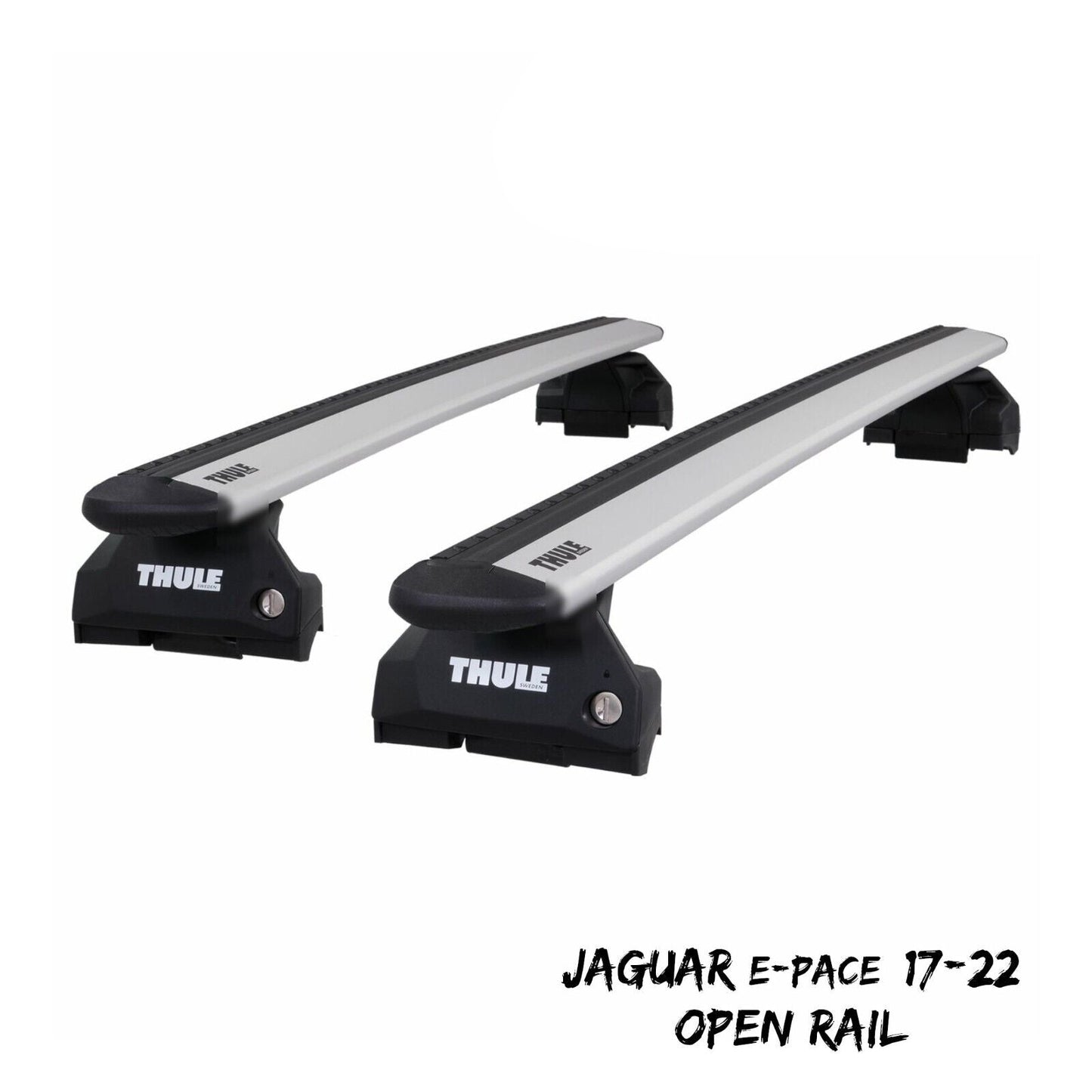 Thule Alu WingBar Evo Silver Roof Bars Set to fit Jaguar E-Pace 17-22 Open Rail