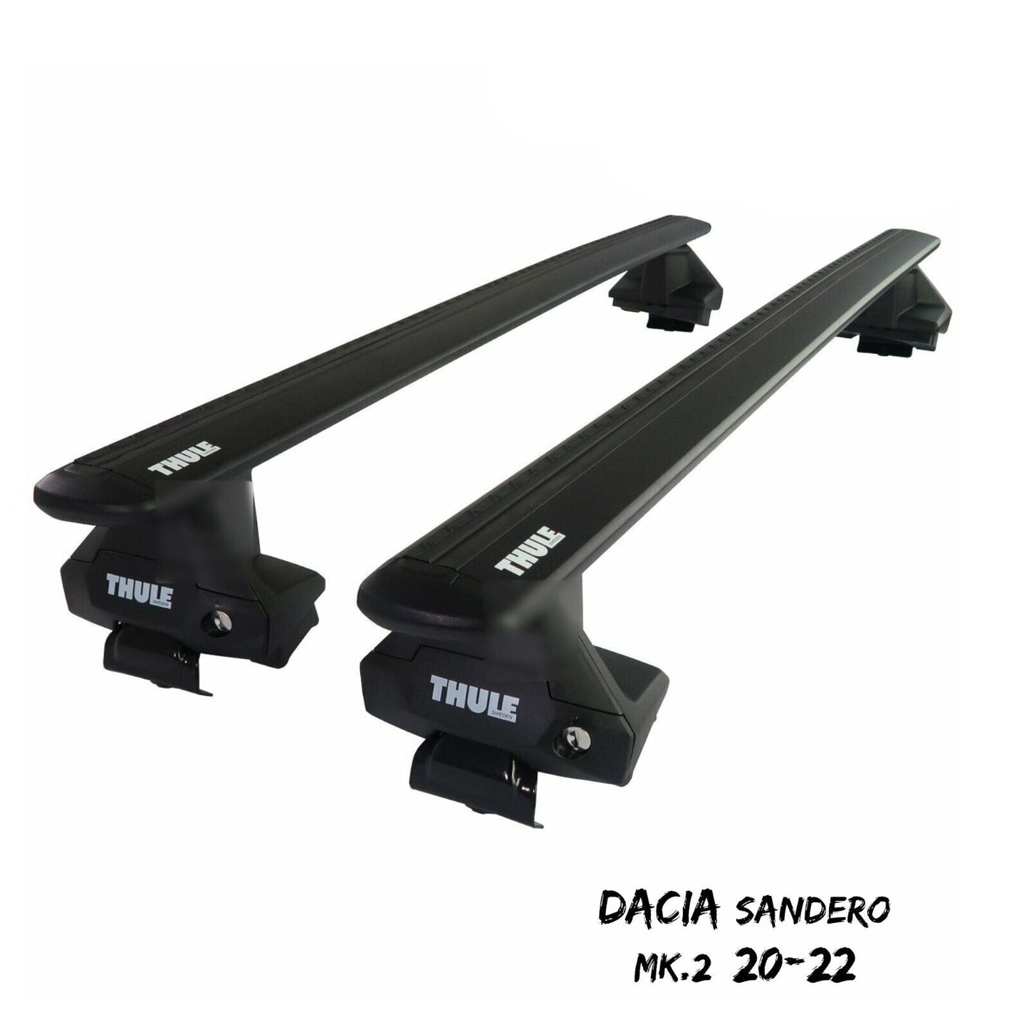 Thule Aluminium WingBar Evo Black Roof Bars Set to fit Dacia Sandero Mk.2 20-22