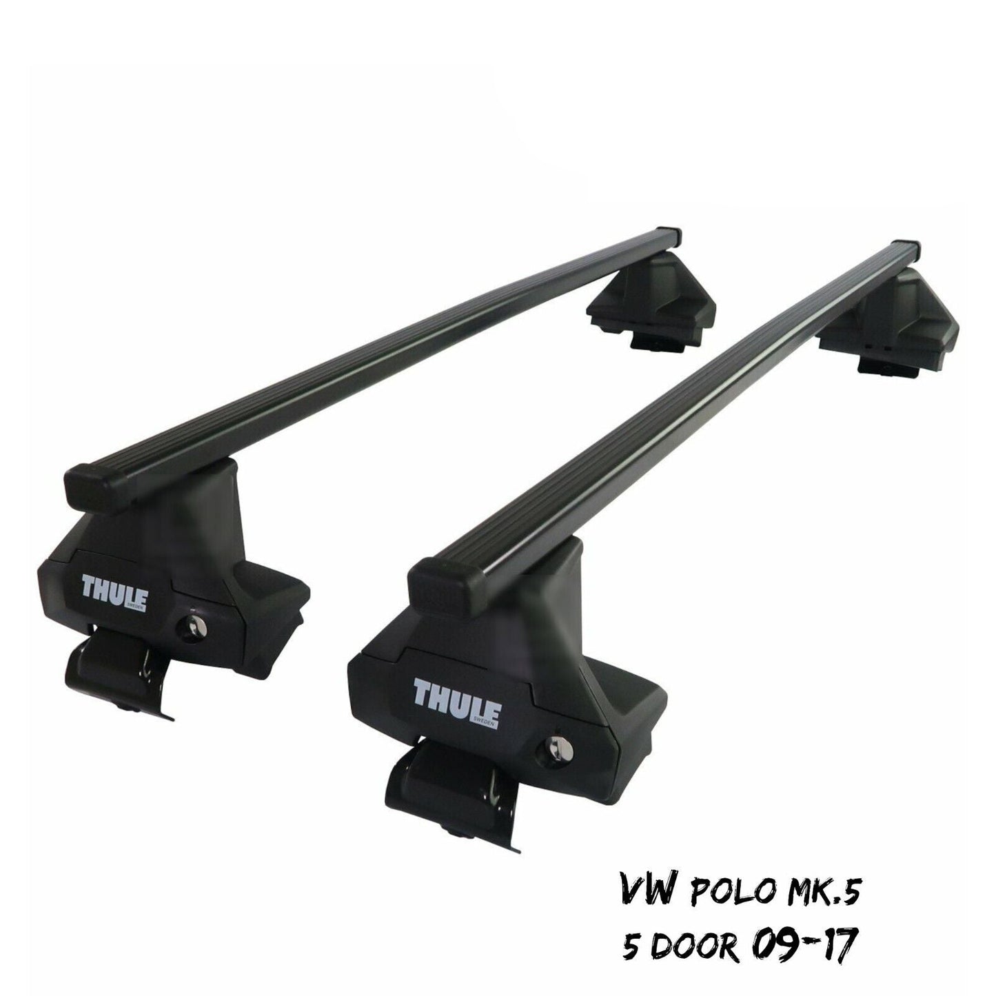 Thule Steel SquareBar Evo Roof Bars Set to fit VW Polo Mk.5 5 Door 09-17 Pair