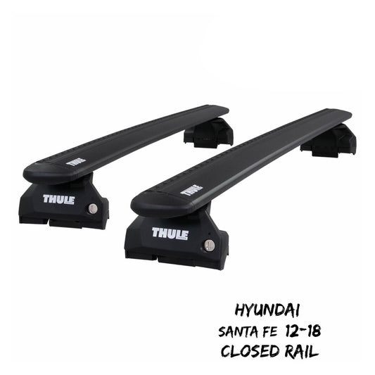 Thule WingBar Evo Black Roof Bars Set to fit Hyundai Santa Fe 12-18 Closed Rail