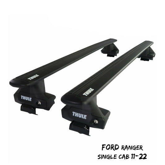 Thule Aluminium WingBar Evo Black Roof Bars to fit Ford Ranger Single Cab 11-22