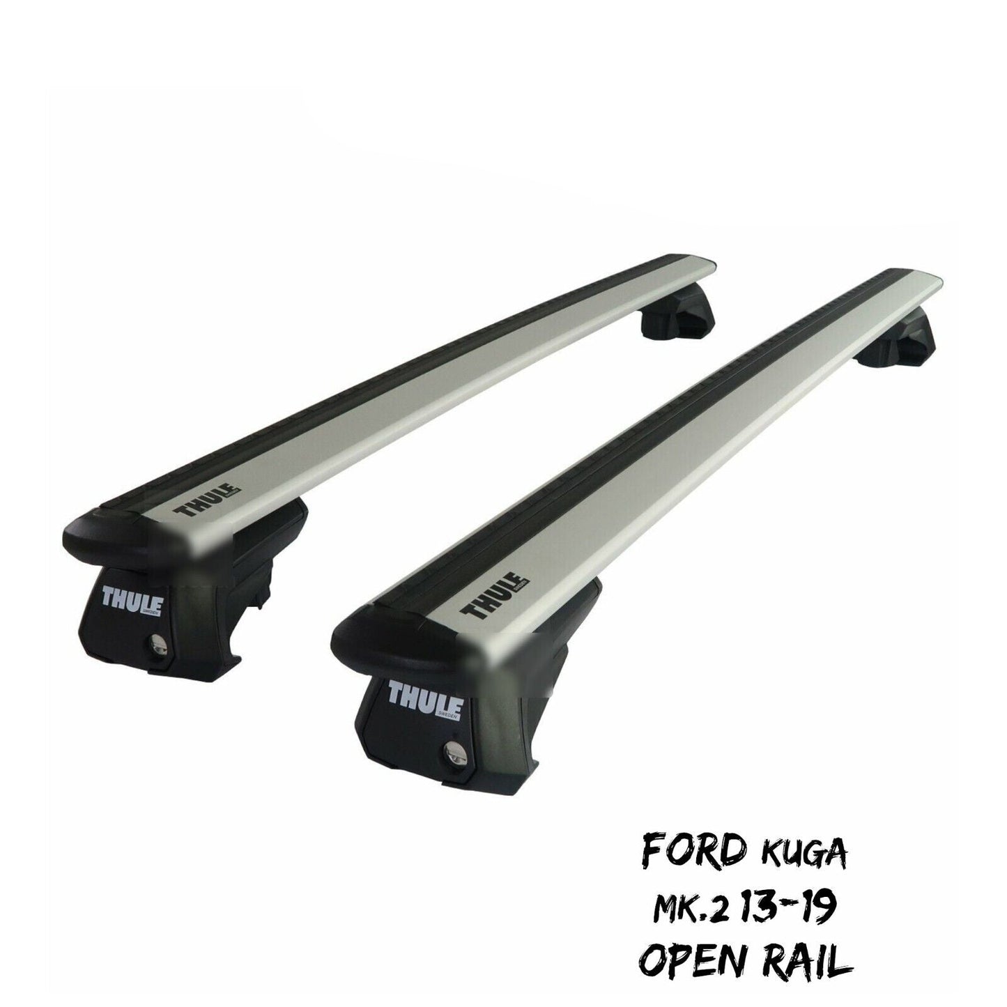 Thule Alu WingBar Evo Silver Roof Bars Set to fit Ford Kuga Mk.2 13-19 Open Rail