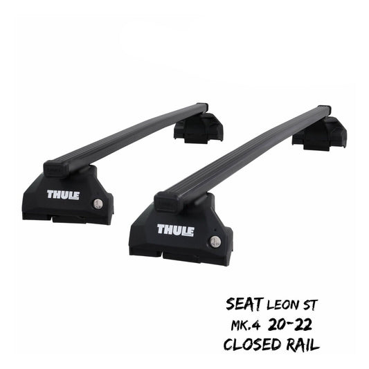 Thule Steel SquareBar Evo Roof Bars Set for Seat Leon ST Mk4 20-22 Closed Rail