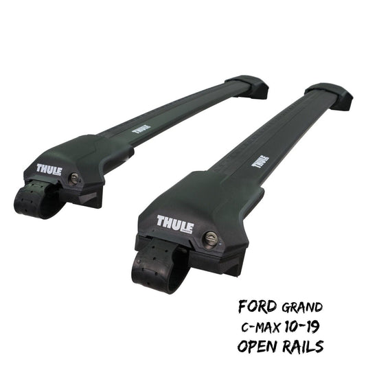Thule WingBar Edge Black Roof Bars Ford Grand C-Max 10-19 Open Rails Alu Aero