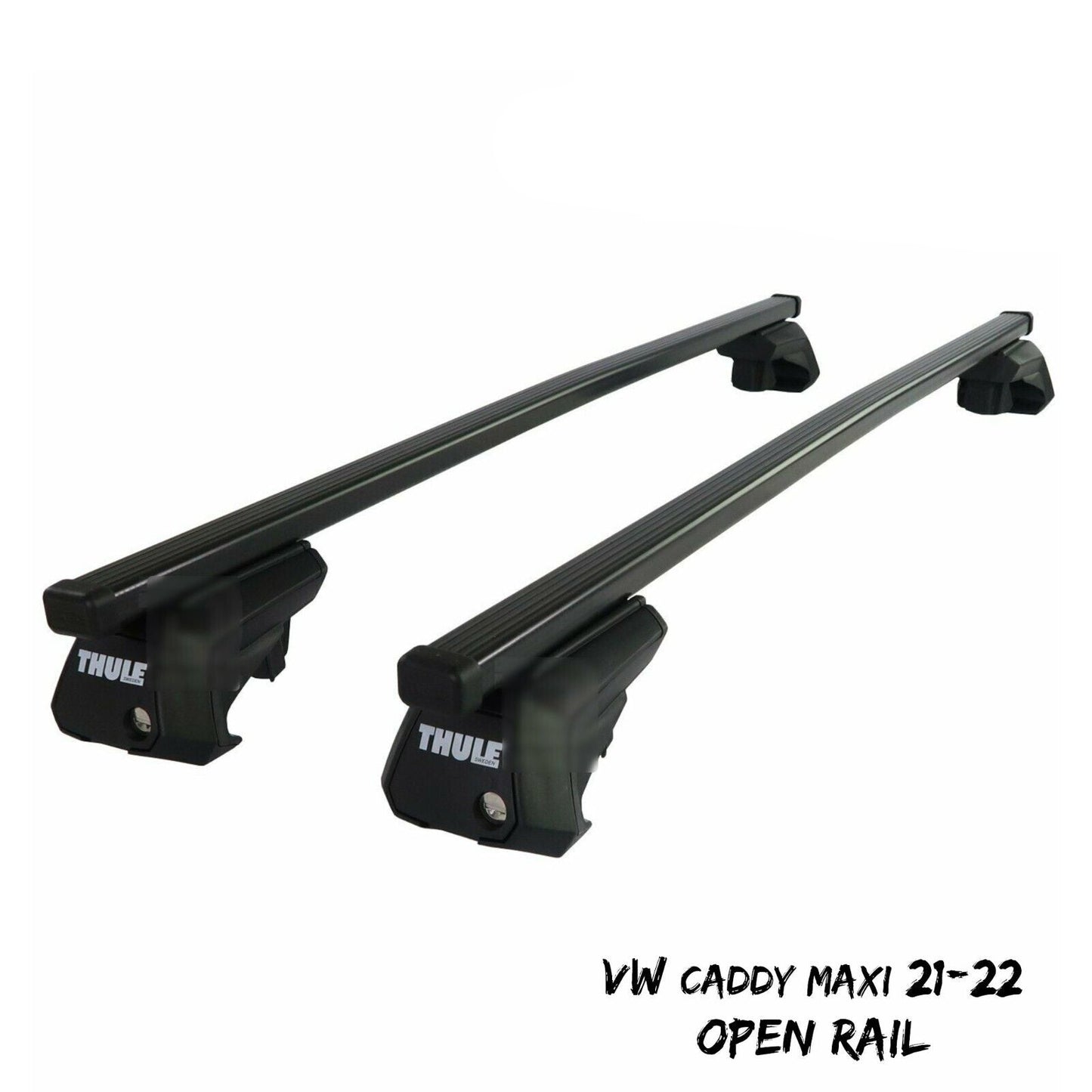 Thule Steel SquareBar Evo Roof Bars Set to fit VW Caddy Maxi 21-22 Open Rail