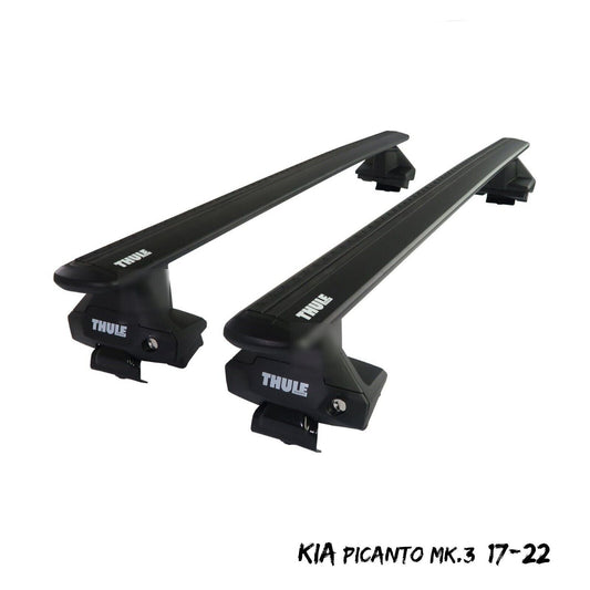 Thule Aluminium WingBar Evo Black Roof Bars Set to fit Kia Picanto Mk.3 17-22