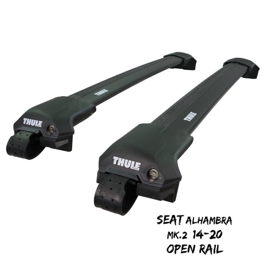 Thule WingBar Edge Black Roof Bars Seat Alhambra Mk.2 10-20 Open Rails Alu Aero