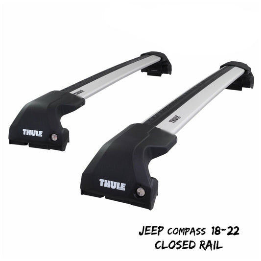 Thule WingBar Edge Silver Roof Bars Set to fit Jeep Compass 18-22 Closed Rail