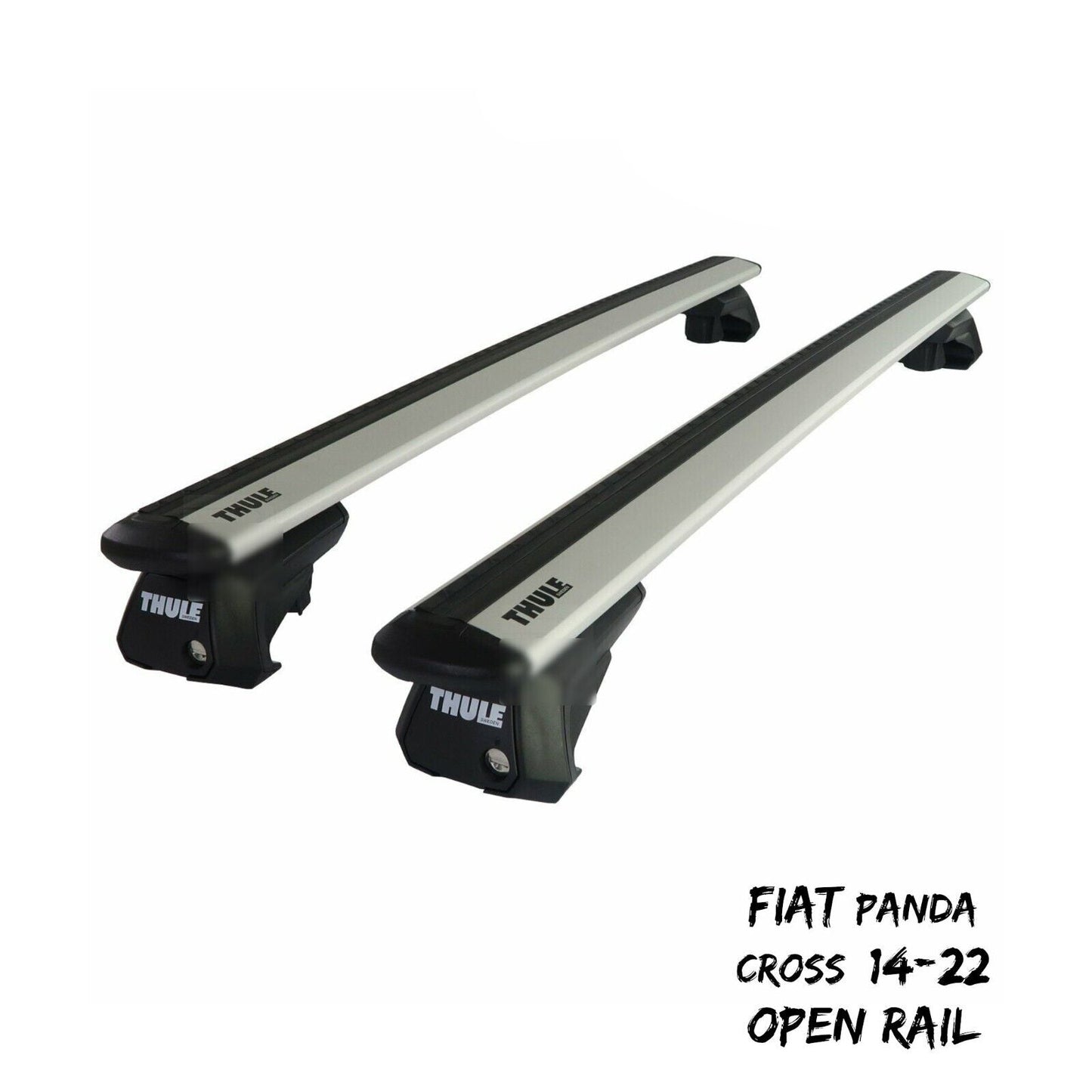 Thule Aluminum WingBar Evo Silver Roof Bars for Fiat Panda Cross 14-22 Open Rail