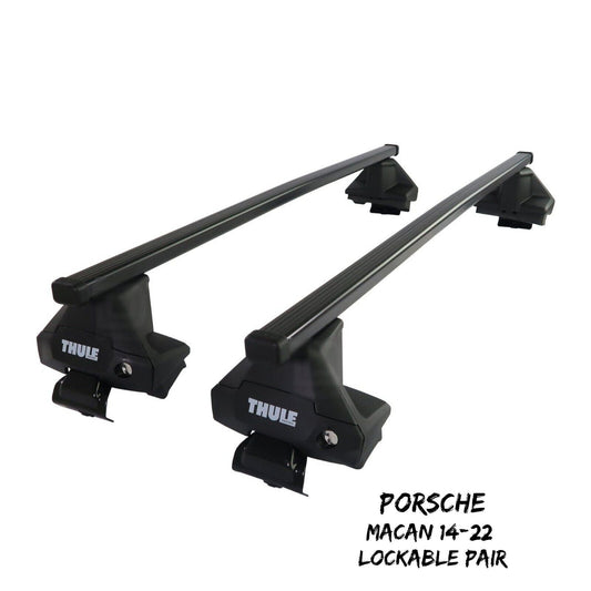 Thule Steel SquareBar Evo Roof Bars Set to fit Porsche Macan 14-22 Lockable Pair