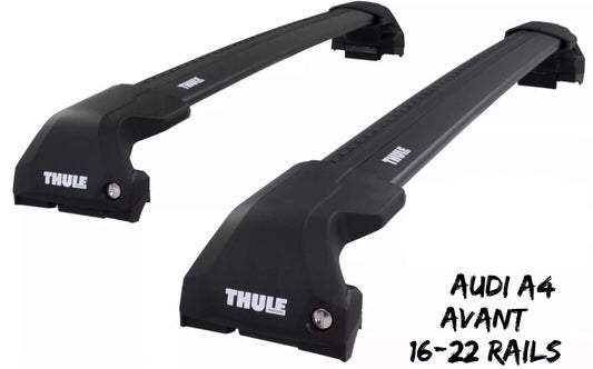 Thule WingBar Edge Black Aluminium Roof Bars Set for Audi A4 Avant 16-22 Rails