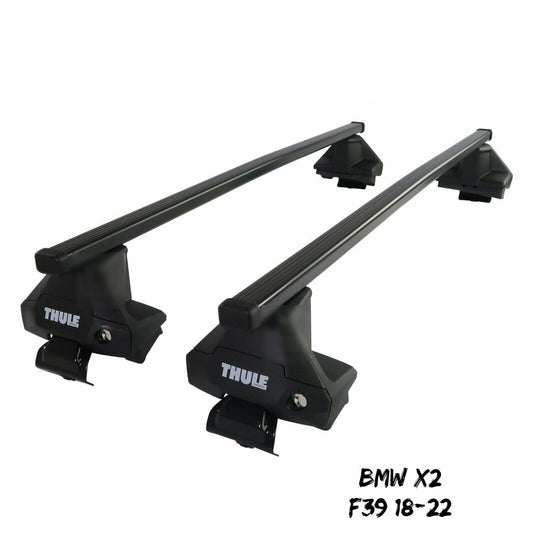 Thule Steel SquareBar Evo Roof Bars Set to fit BMW X2 F39 18-22 Lockable Pair