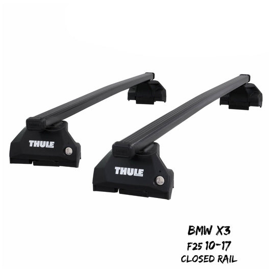 Thule Steel SquareBar Evo Roof Bars Set to fit BMW X3 F25 10-17 Closed Rail