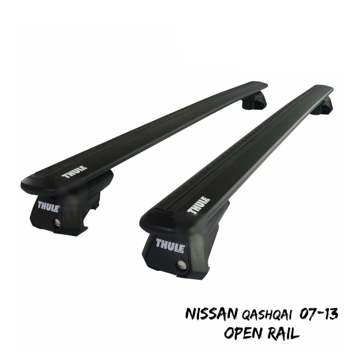 Thule Alu WingBar Evo Black Roof Bars Set to fit Nissan Qashqai 07-13 Open Rail