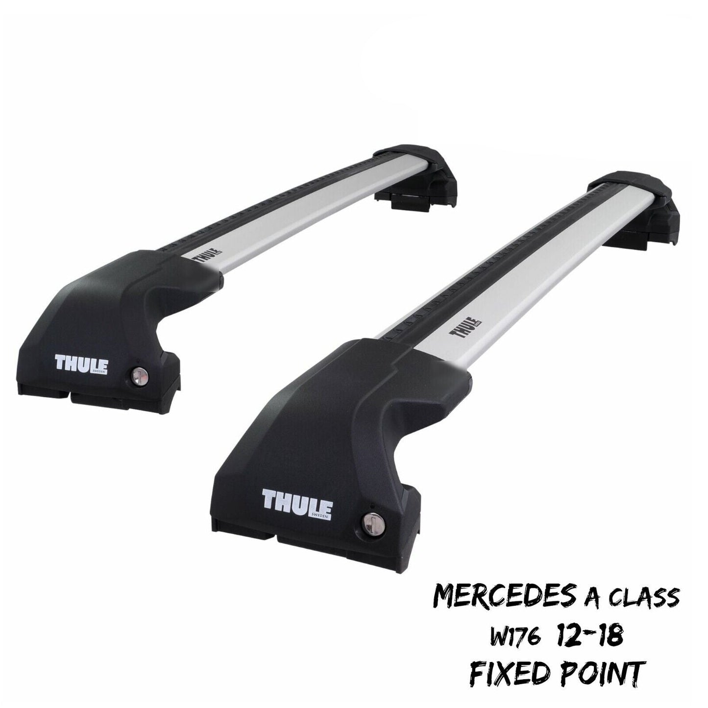 Thule WingBar Edge Silver Roof Bar Set for Mercedes A Class W176 12-18 Fixpoints