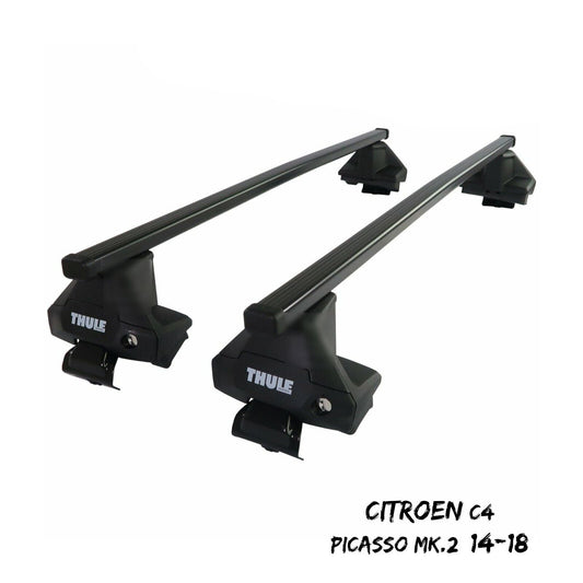 Thule Steel SquareBar Evo Roof Bars Set to fit Citroen C4 Picasso Mk.2 14-18