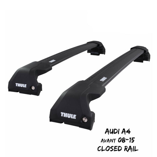 Thule WingBar Edge Black Aluminium Roof Bars Set for Audi A4 Avant 08-15 Rails