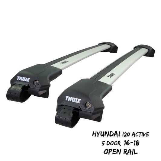 Thule WingBar Edge Silver Roof Bars Hyundai i20 Active 5 Door 16-18 Open Rails