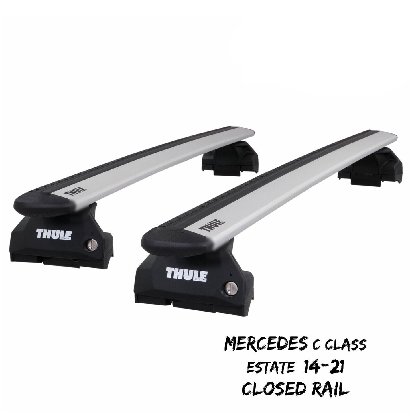 Thule WingBar Evo Silver Roof Bars fit Mercedes C Class Estate 14-21 Closed Rail