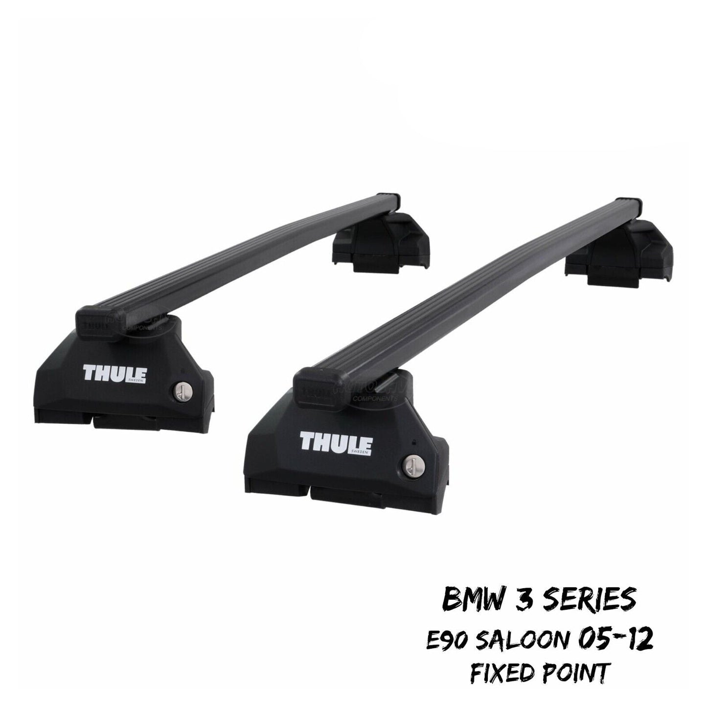 Thule Steel SquareBar Evo Roof Bars for BMW 3 Series Saloon E90 05-12 Fixpoint