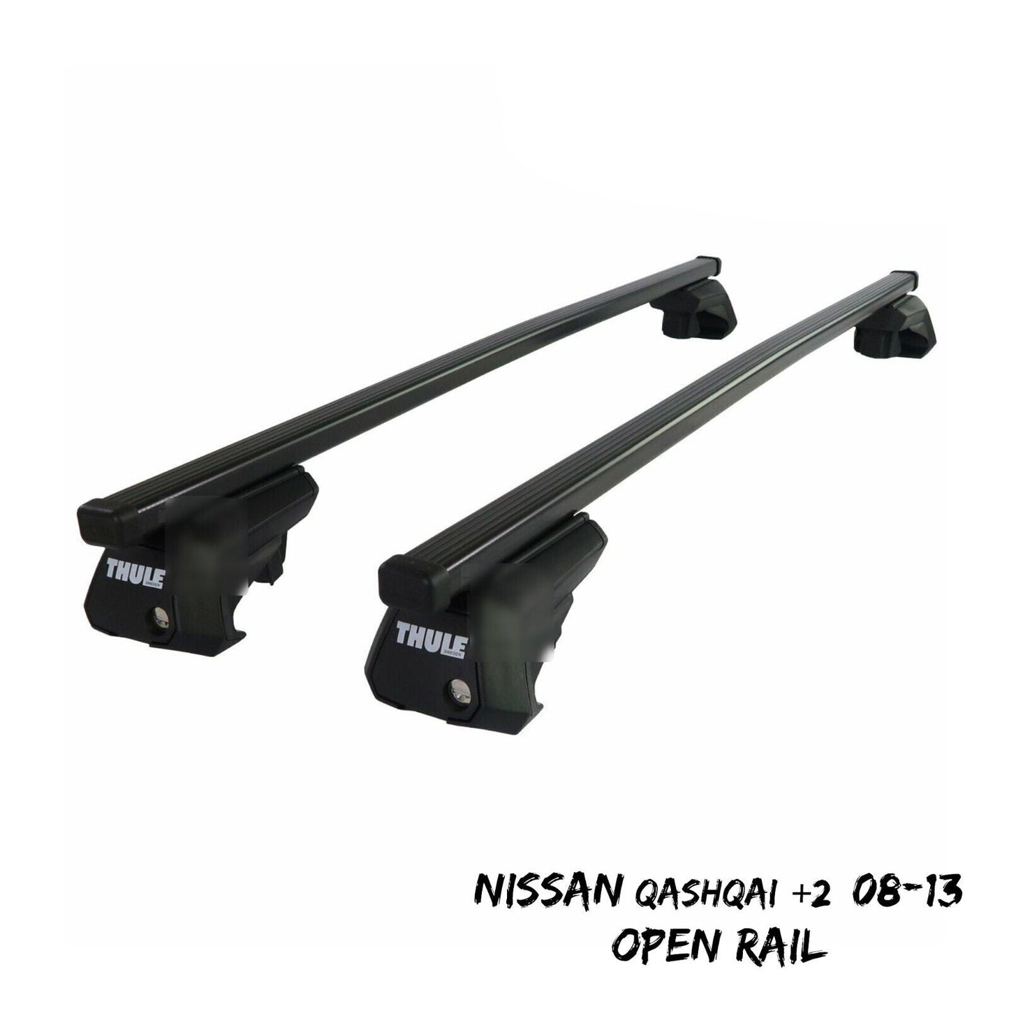 Thule Steel SquareBar Evo Roof Bars Set to fit Nissan Qashqai+2 08-13 Open Rail