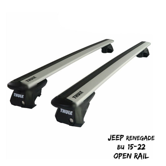 Thule Alu WingBar Evo Silver Roof Bars to fit Jeep Renegade BU 15-22 Open Rail