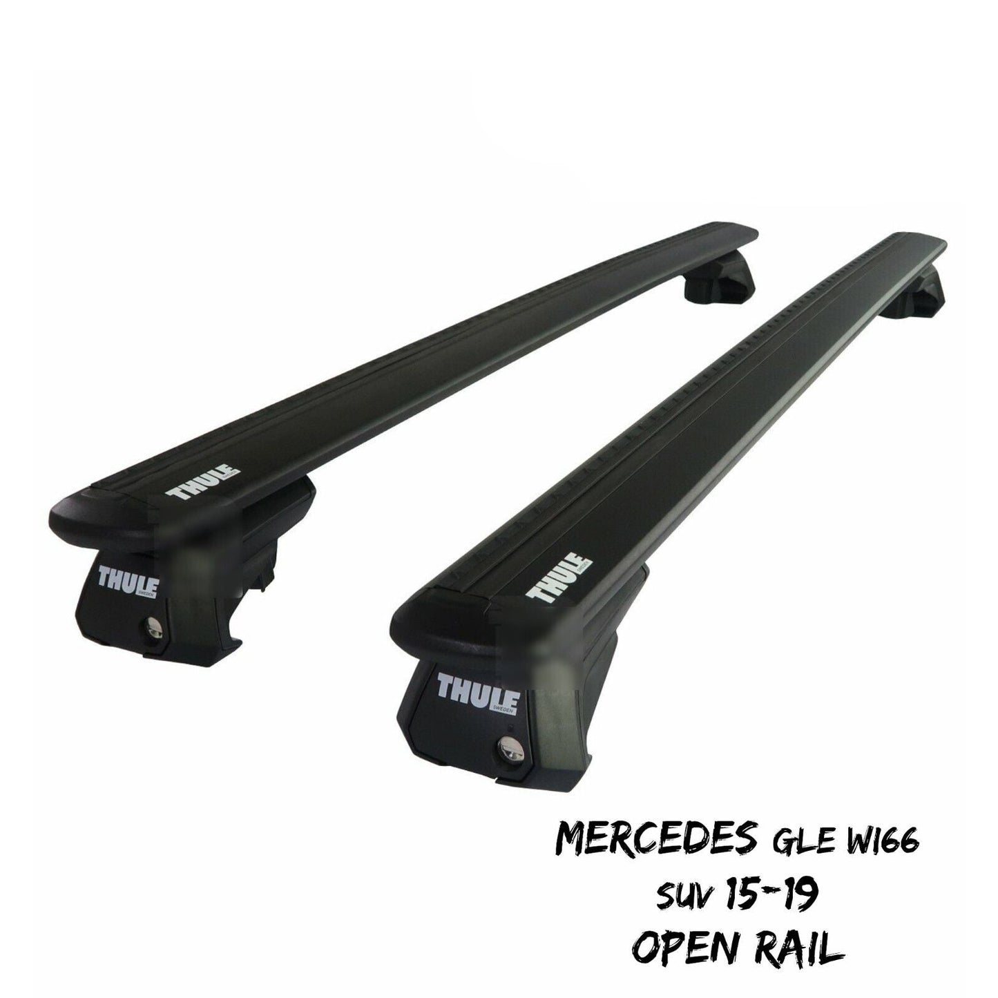 Thule Alu WingBar Evo Black Roof Bars fit Mercedes GLE W166 SUV 15-19 Open Rail