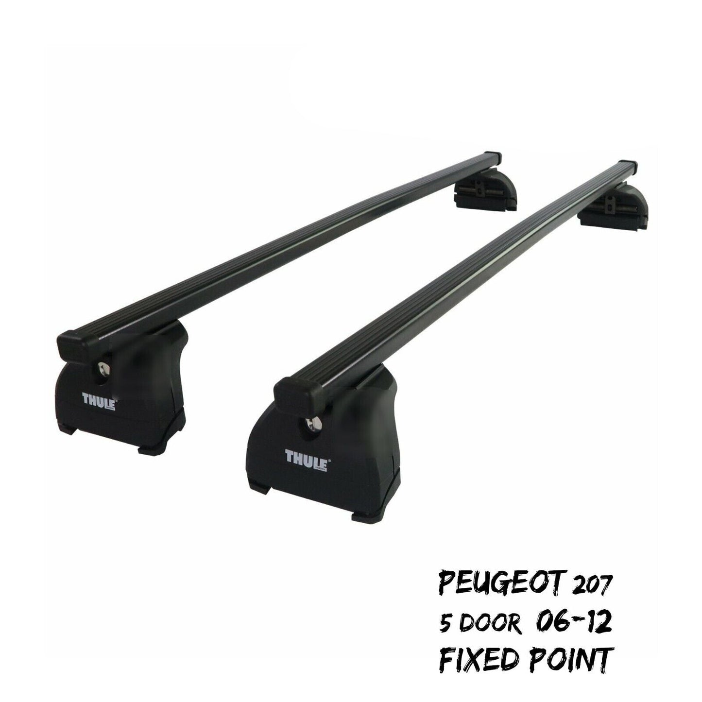 Thule Steel SquareBar Evo Roof Bars Set fit Peugeot 207 5 Door 06-12 Fixed Point