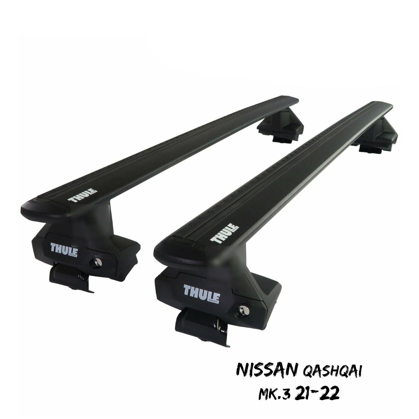 Thule Aluminium WingBar Evo Black Roof Bars Set to fit Nissan Qashqai Mk.3 21-22