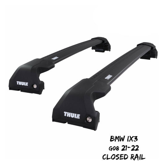 Thule WingBar Edge Black Roof Bars Set to fit BMW iX3 G08 21-22 Closed Rail Pair