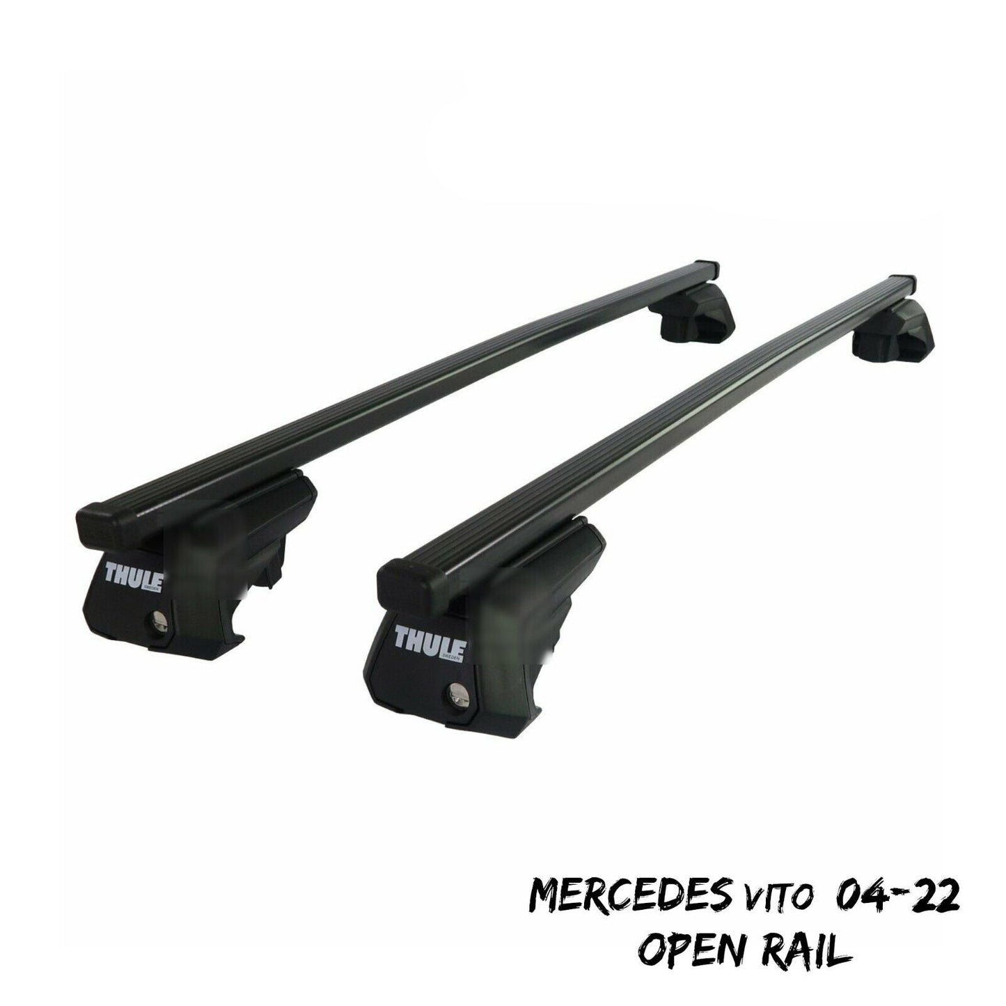 Thule Steel SquareBar Evo Roof Bars Set to fit Mercedes Vito 04-22 Open Rail