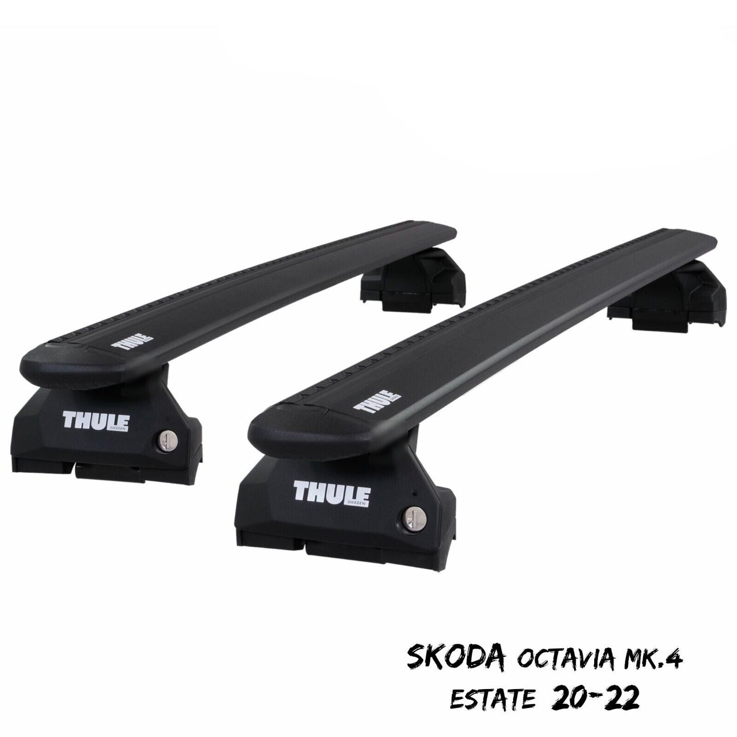 Thule Aluminium WingBar Evo Black Roof Bars for Skoda Octavia Mk.4 Estate 20-22