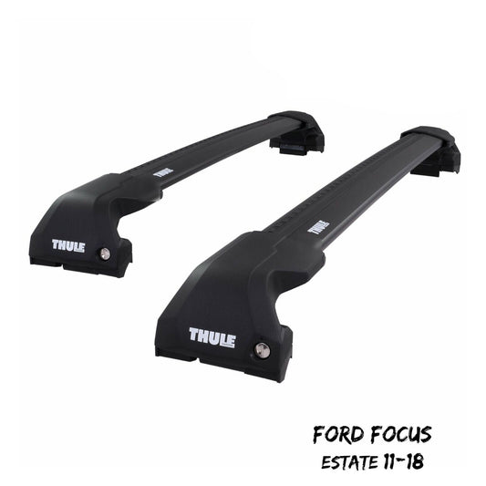 Thule WingBar Edge Black Aluminium Roof Bars for Ford Focus Estate 11-18 Rails