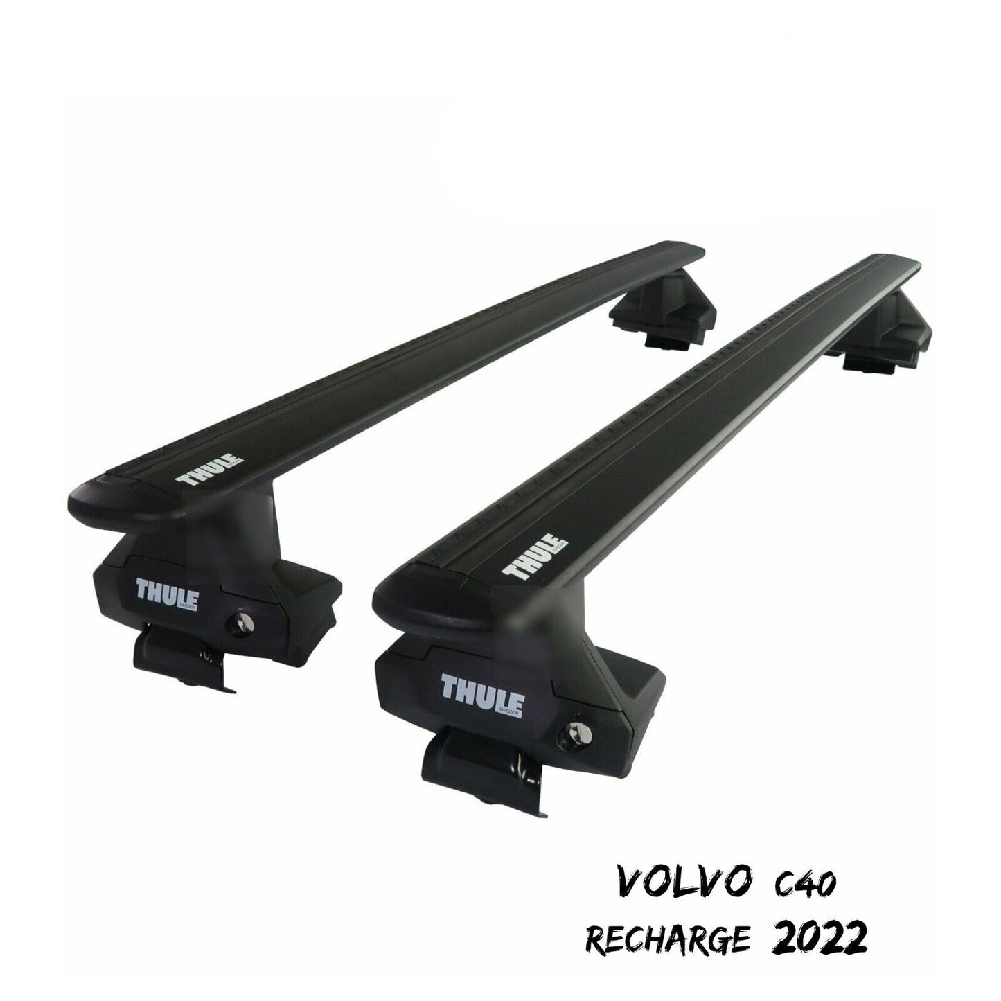 Thule Aluminium WingBar Evo Black Roof Bars Set for Volvo C40 Recharge 2022 Pair