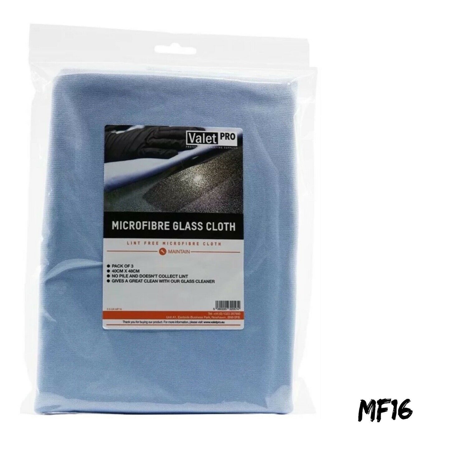 Valetpro Microfibre No Pile Glass Cloth 40 x 48cm MF16