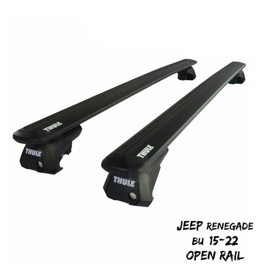 Thule Alu WingBar Evo Black Roof Bars to fit Jeep Renegade BU 15-22 Open Rail