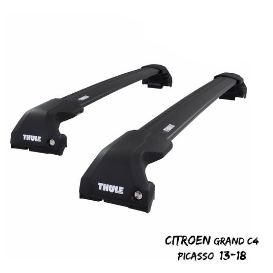 Thule WingBar Edge Black Roof Bars Set for Citroen Grand C4 Picasso 13-18 Rails