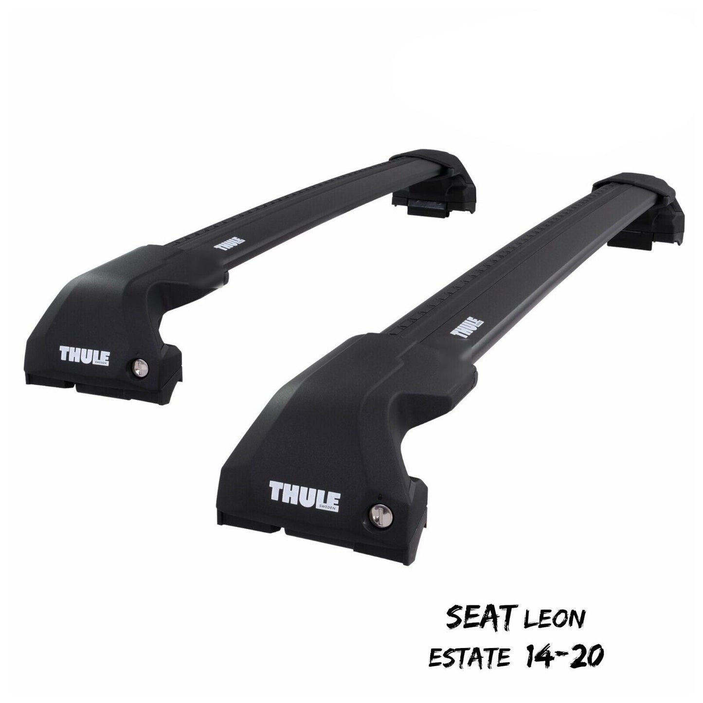 THULE - WingBar Edge Black Aluminium Roof Bars to fit Seat Leon Estate 2014-20 w/ Flush (Closed) Rails