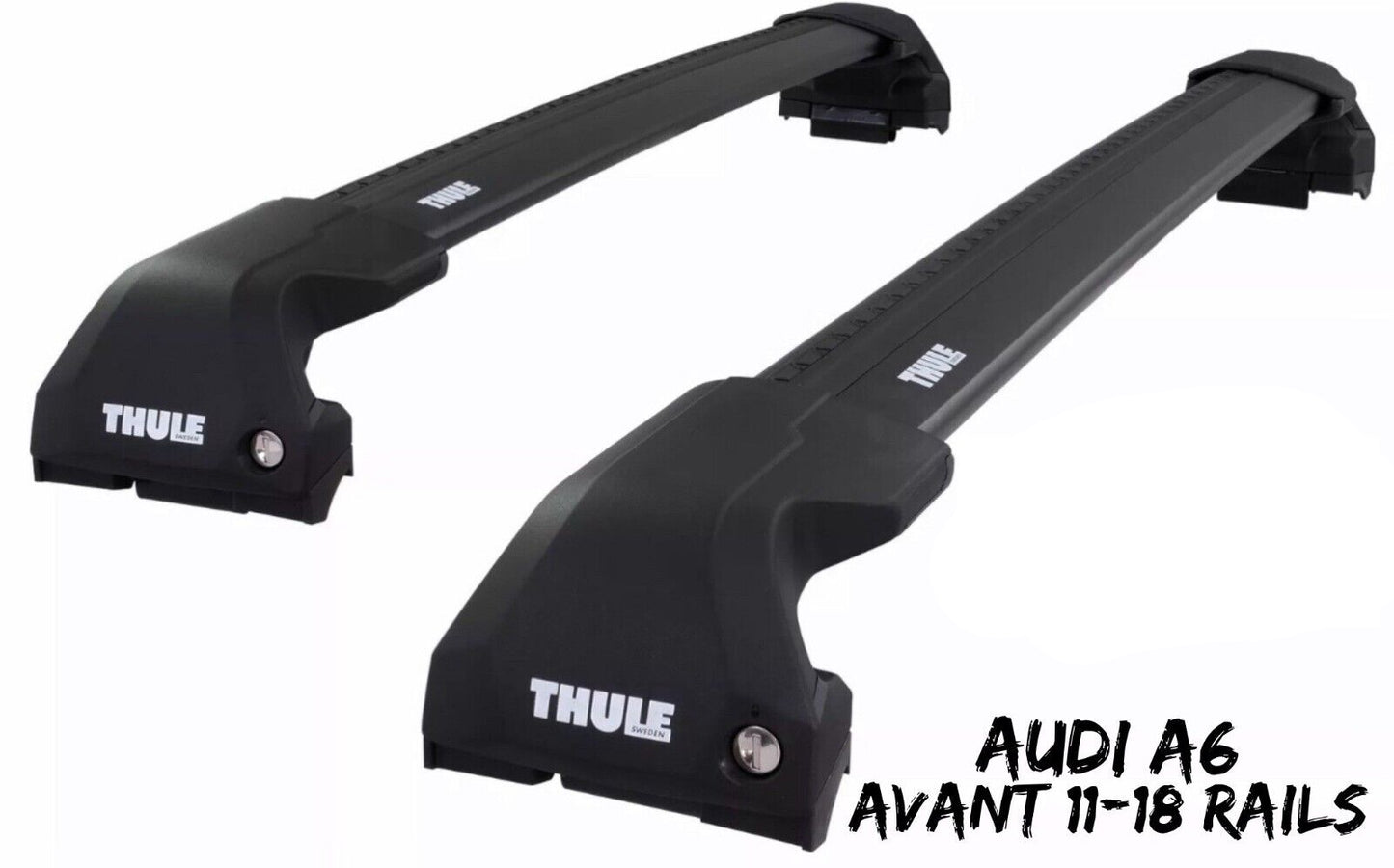 Thule WingBar Edge Black Aluminium Roof Bars Set for Audi A6 Avant 11-18 Rails