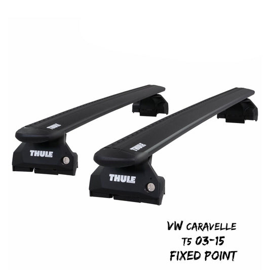 Thule Aluminium WingBar Evo Black Roof Bars for VW Caravelle T5 03-15 Fixpoints