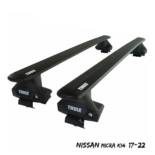 Thule Aluminium WingBar Evo Black Roof Bars Set to fit Nissan Micra K14 17-22