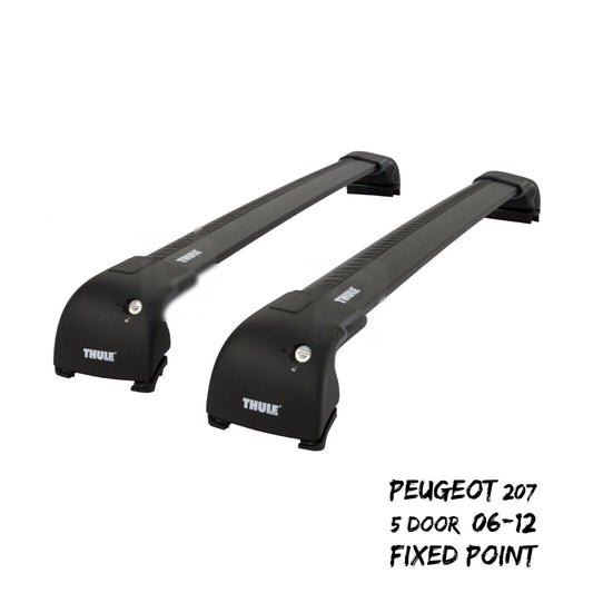 Thule WingBar Edge Black Roof Bars Peugeot 207 5 Door 06-12 Fixed Point Aero