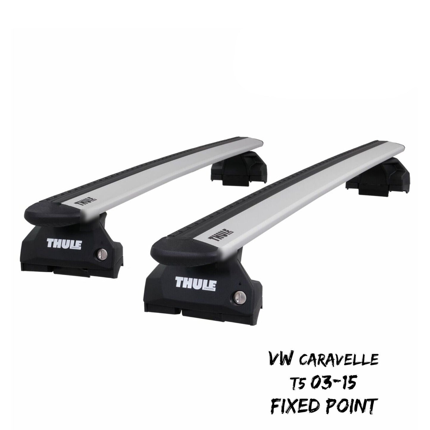 Thule Aluminium WingBar Evo Silver Roof Bars for VW Caravelle T5 03-15 Fixpoints