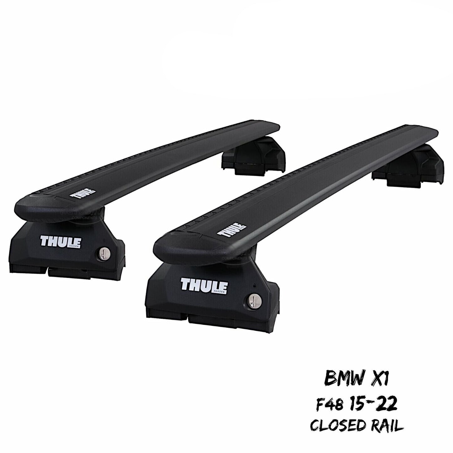 Thule Aluminium WingBar Evo Black Roof Bars to fit BMW X1 F48 15-22 Closed Rail