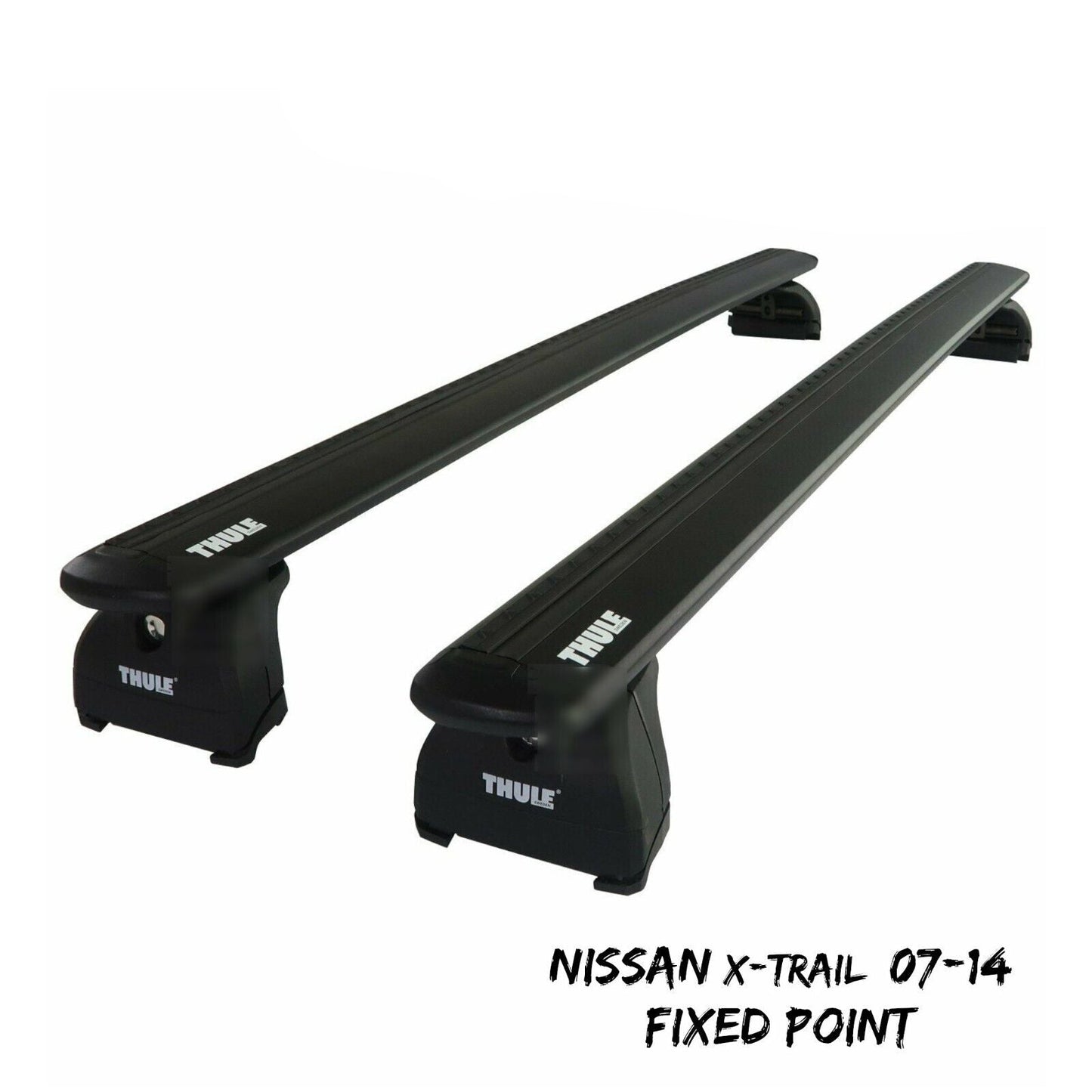 Thule Alu WingBar Evo Black Roof Bars to fit Nissan X-Trail 07-14 Fixed Point