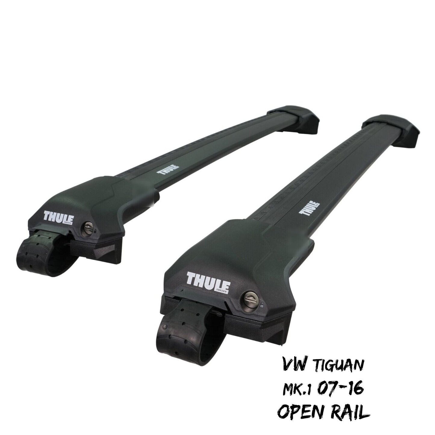 Thule WingBar Edge Black Roof Bars Volkswagen Tiguan Mk.1 07-16 Open Rails Aero