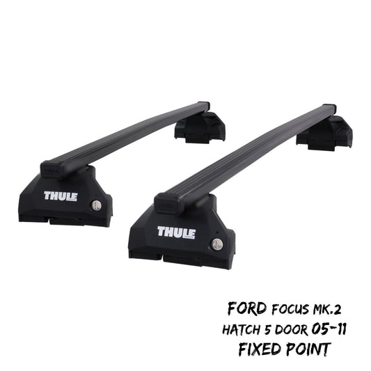 Thule Steel SquareBar Evo Roof Bars for Ford Focus Mk2 Hatch 5 Dr 05-11 Fixpoint