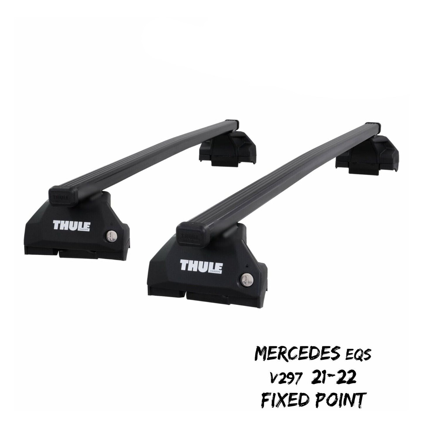 Thule Steel SquareBar Evo Roof Bars for Mercedes EQS V297 21-22 Fixpoints Pair